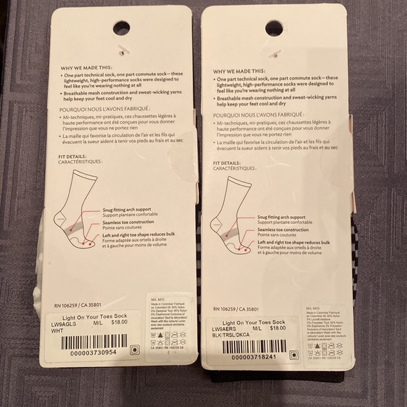 2 pairs Lululemon run socks size M/L - Picture 2 of 2